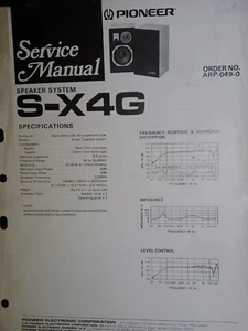 Pioneer S-X4G Service Manual Speaker System Photocopy - Picture 1 of 3