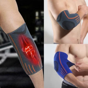Elbow Brace Support Compression Sleeve Tennis Golfer Arthritis Pain Gym Easy Fit - Picture 1 of 11