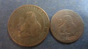 España * 5+2 Céntimos * Gobierno Provisional ambos 1870 OM en s-ss - Imagen 1 de 2