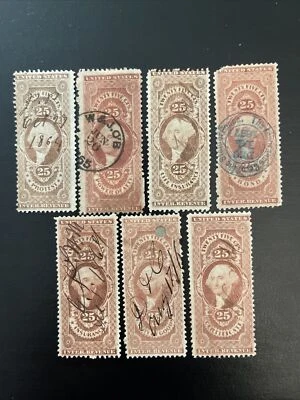 US Stamp Revenues # R43c-R49c..1862-71…25c Used NG - Image 1 of 2