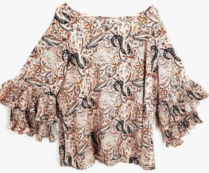 Est. 1946 Blouse Womens Top Geometric Pattern 22/24 Bell Sleeves - Picture 1 of 8