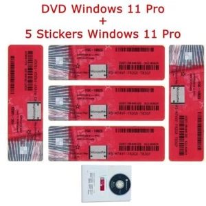 1 DVD + 5 STICKERS ADESIVI MICROSOFT WINDOWS 11 PRO 64 BIT OEI - Foto 1 di 1