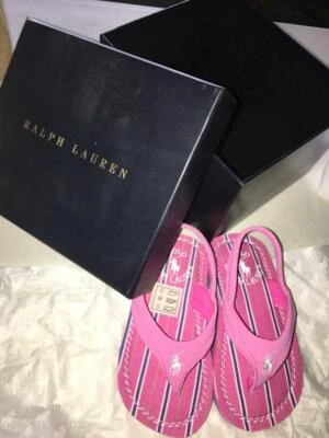 Ralph Lauren Polo Terrence Thong PINK Sandal Toddler Girl 8 w/Gift Box Set - Image 1 of 4