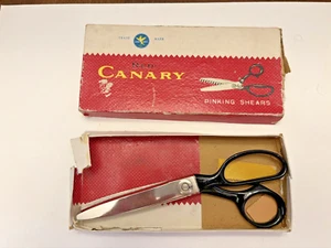 Vintage Red Canary Box WISS Pinking Shears Box Scissors 7 Inch Pre-Owned - Picture 1 of 6