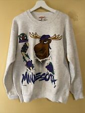 VINTAGE Minnesota Moose NUTMEG Sweatshirt 90s FRONT & BACK Hockey IHL Made USA M