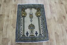 Old Handmade Persian Rug, Floral Design 85 x 60 cm Hand Knotted Wool Rug