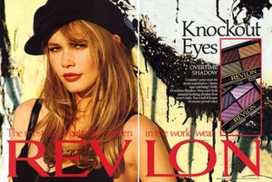 1992 Revlon Claudia Schiffer knockout eyes makeup MAGAZINE AD - Picture 1 of 1