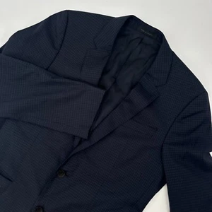 Hugo Boss Guabello Blazer Jacket Men's 36R Blue Gray Check Super 130 Notch Lapel - Picture 1 of 11