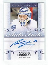 14-15 UD Upper Deck Artifacts Autofacts  Anders Lindback  Auto