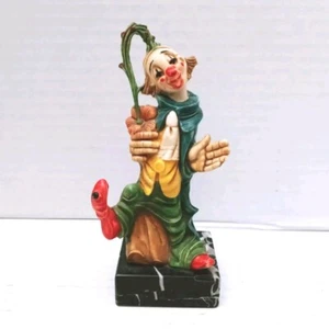 Fontanini Depose Italy Clown Figurine Statue Flower Carrara Marble 5.75" Tall - Picture 1 of 9