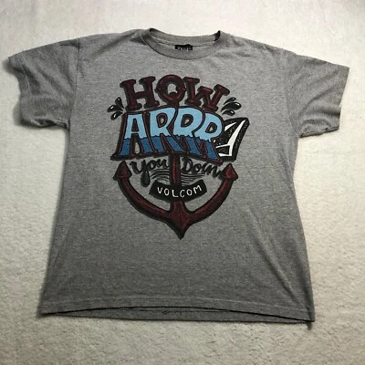 Camisa Volcom juvenil grande cinza masculina manga curta casual skate Y2K - Imagem 1 de 4