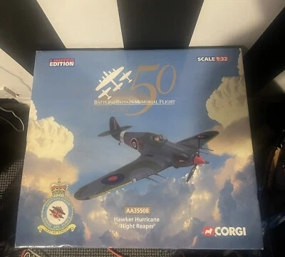 RARE Corgi 1:32 Hawker Hurricane - Night Reaper Battle Of Britain Flight AA35508 - Image 1 of 3