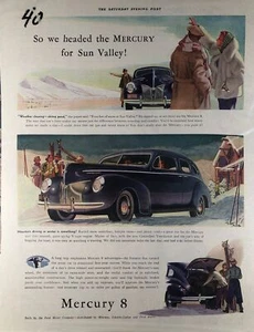 1940 Vintage Mercury Ad - So we headed the MERCURY for Sun Valley! - Picture 1 of 2