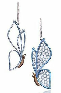 Solid 925 Sterling Silver Beautiful Cute Butterfly Dangle Earrings Women Gift  - Picture 1 of 3