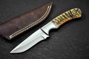Handmad D2steel Skinner Knife with Beautiful Bone handle included leather sheath - Picture 1 of 5