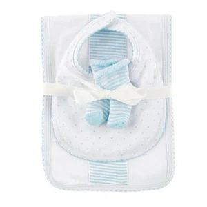 Mud Pie Blue Layette Boy's Newborn Burp, Bib & Sock Set - Picture 1 of 2