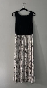 #Zattcas Maxi Abito Donna Nero Colorato, Fondo Girocollo Senza Maniche Elasticizzato L - Foto 1 di 8