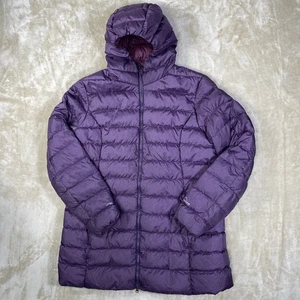 Eddie Bauer Women's XL Down Hooded Puffer Jacket EB650 Tall Long Purple - Picture 1 of 20