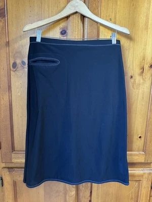 Falda informal Copine para mujer 40 vintage vanguardista forrada de lana con bolsillo negra Foto 1 de 4