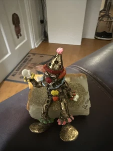 RAR Vintage SIGNIERT 1985 RON LEE Clown sitzend & winkt auf Marmorsockel 4 1/2 Zoll - Bild 1 von 7