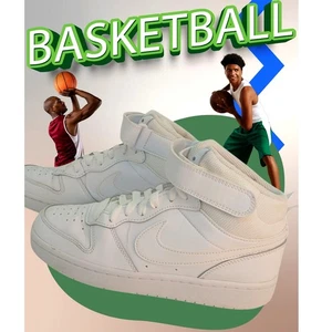 Nike Court Borough Mid2 Jungen dreifach weiß Turnschuhe - Größe 4,5 Jugend - Bild 1 von 8