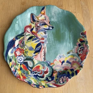 Anthropologie Starla M Halfmann Fancy Fox Dessert Salad Plate Rare - Picture 1 of 4