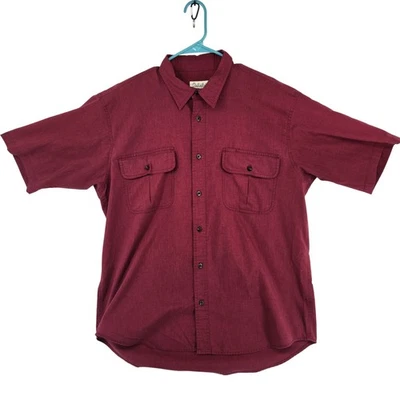 Cabela's Shirt Mens Large Red Short Sleeve Button Up Double Pocket Outdoor Top - Image 1 of 4