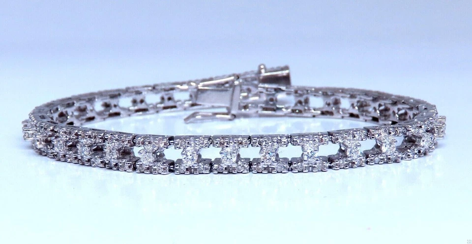 Pulsera Tenis 1.75ct Diamantes Redondos Naturales Oro 14kt Tres Filas** Foto 1 de 1
