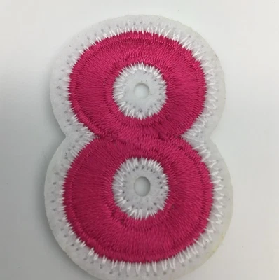 Patch bordado rosa e branco número 8 ferro - em 1,75 polegadas novo - Imagem 1 de 4