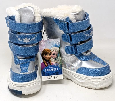 Nuevas Botas de Invierno Walt Disney Frozen Anna Elsa Azul Brillante Blanco Talla 5 Niño Pequeño Foto 1 de 4