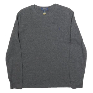 POLO RALPH LAUREN Boys Grey Plain Cotton Blend Jumper Crew Neck Regular L - Picture 1 of 6