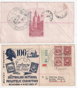 Australia fdc first day cover 1950 Exhibitian + poster stamp - Picture 1 of 1