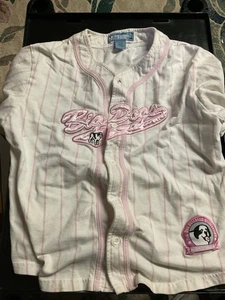 Big Dogs Kids Big Dog Baseball Jersey Pink and White Striped Size Youth 10/12 - Picture 1 of 5