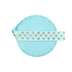 Lámina elástica plegable con estampado FOE 5/8" corazón de novia corbata de pelo 50 carrete de 100 yardas - Imagen 1 de 65