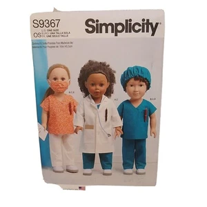 Simplicity S9367 Doll Doctor Nurses Medical sewing pattern 18 inches New - Foto 1 di 3