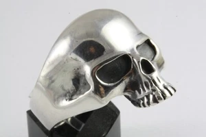 KLASSISCHER TOTENKOPFRING TATTOO BIKER SKULL RING 925 ECHT SILBER / 462 - Picture 1 of 5