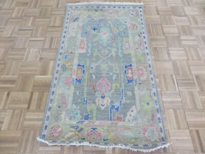 3 x 5 Hand Knotted Gray Colorful Oushak Oriental Rug G15605 - Picture 1 of 14