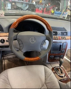 98-06 Mercedes CL55 AMG W215 S430 W220 Steering Wheel Chestnut Wood Gray Leather - Picture 1 of 11