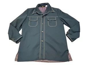 Vintage 70s Todays Man M Country Western Rockabilly Cowboy Button Shirt Blue - Picture 1 of 10