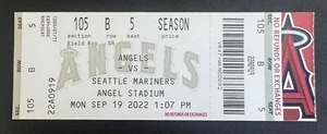 Talón de boleto de los Marineros de Seattle vs Los Angeles Angels 19/09/22 - Imagen 1 de 1
