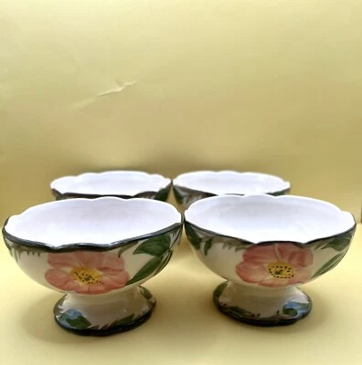 Rosa del desierto franciscana de 1950, taza de helado Sherbet de 4", rosas rosadas, hecha en EE. UU. Foto 1 de 4