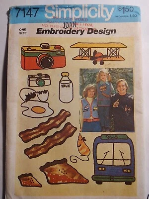 Camping Bus Travel Food Iron on Transfer Simplicity 7147 Sewing Pattern UC VTG - Image 1 of 4