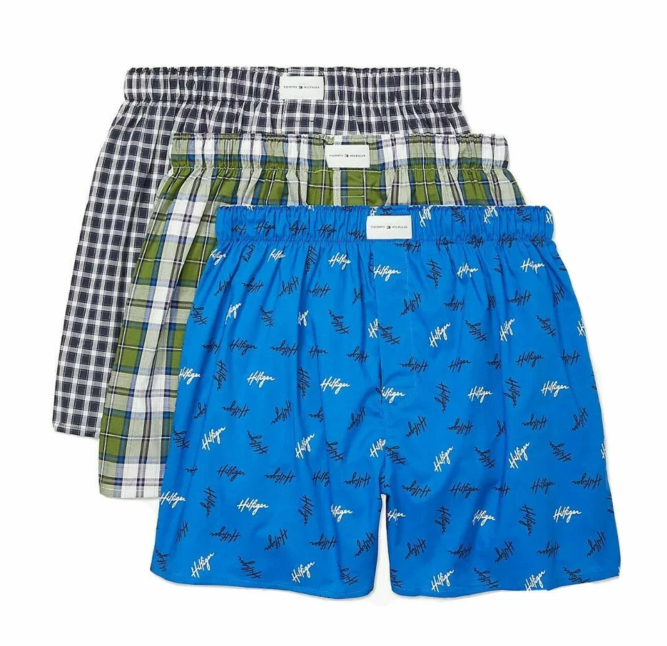 TOMMY HILFIGER MEN X3 - SZ HUNTER MEDIUM - PACK SLIM FIT WOVEN BOXER UNDERWEAR - Image 1 of 1