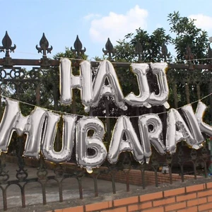 HAJJ MUBARAK ISLAMISCHES Dekor Stern Folie BALLONS Banner Thema Party Dekoration UK - Bild 1 von 15