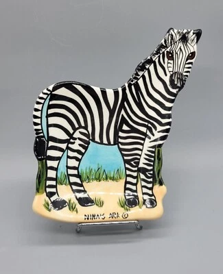 Plato de baratija Ninas Ark Nina Lyman Crackle negro blanco cebra animal A3 Foto 1 de 4