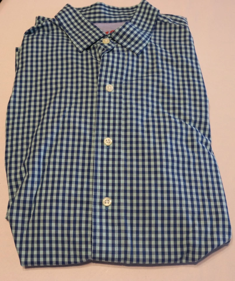 Men's Dress Shirt Medium IZOD Blue plaid LS Button Up Collar Cotton - Изображение 1 из 1