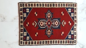 1.57x2 ft Small Oushak Rug Turkish Handmade Carpet Rug Bohem Multicolor Wool Rug - Picture 1 of 10