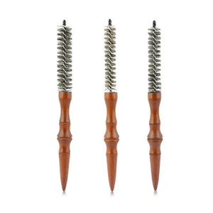 3 Pieces Small Hair Round Wood Brush with Board Bristles Short Hair Brush for Bl - Picture 1 of 7