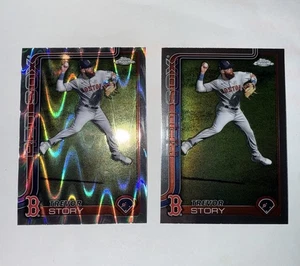 2025 Topps Chrome Trevor Story #232 Raywave Refractors Boston Red Sox + Base - Picture 1 of 2