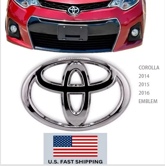 14-16 NEW FIT FOR TOYOTA COROLLA EMBLEM FRONT GRILLE  CHROME 2014 2015 2016 LOGO Foto 1 de 3